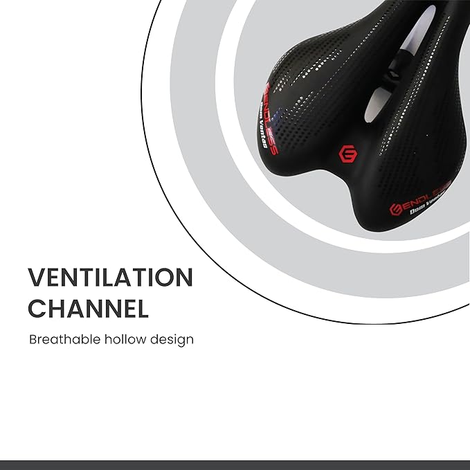 Endless Cycle Seat with Red Reflective Safety Strip | Black | Material : PU | Universal Memory Foam Seat with Breathable, Shock Absorbing and Waterproof Bike Saddle for All Type of Bikes