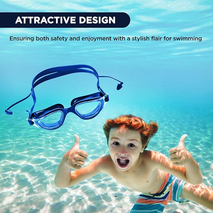 Endless EL1002 Stylish Swimming Goggle with Anti-Fog and UV Protection | Blue | Material : Silicon, Plastic | With Adjustable Strap and Ear Buds | Soft Silicon Gasket for Leak Proof | With Hard Case