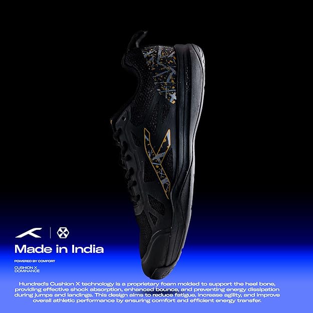 HUNDRED Blade Non-Marking Professional Badminton Shoes for Men | Material: TPU/Rubber | Suitable for Indoor Tennis/Squash/Table Tennis/Basketball & Padel