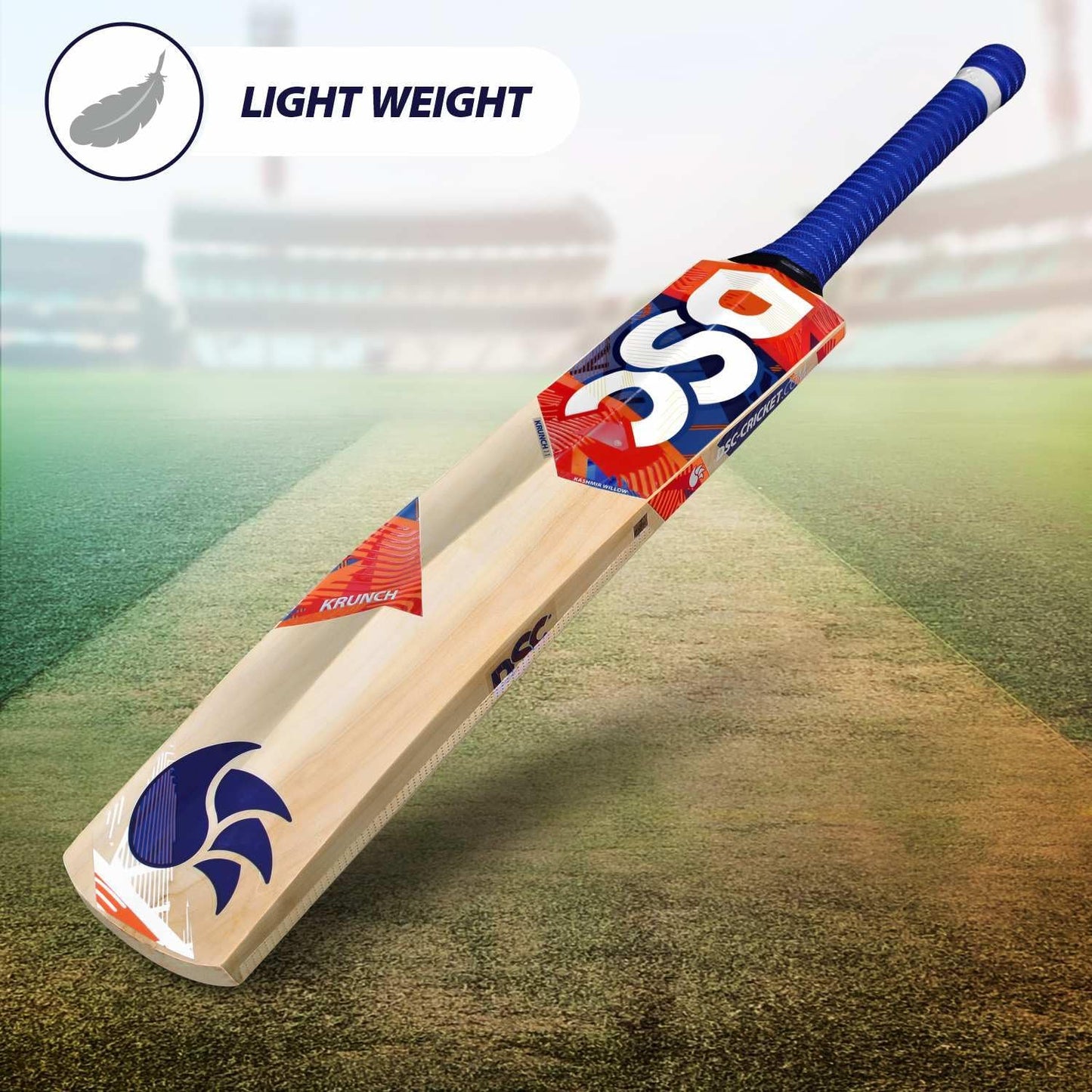 DSC Krunch 11 Kashmir Willow Cricket Bat 2023 | Color: Beige  | Size - 5 | Pronounced Bow | Monstrous Hitting Area | Extended Power Zone | Massive Edges | Exquisite Balance | Crosswave Tape on Edges