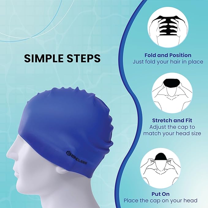 Endless EL1019 Classic Comfortable Plain Silicon Swimming Cap | Material : Silicon | Fully Elastic Waterproof Swimming Cap for Long and Short Hair with Thicker Edge | For Adults, Women and Men
