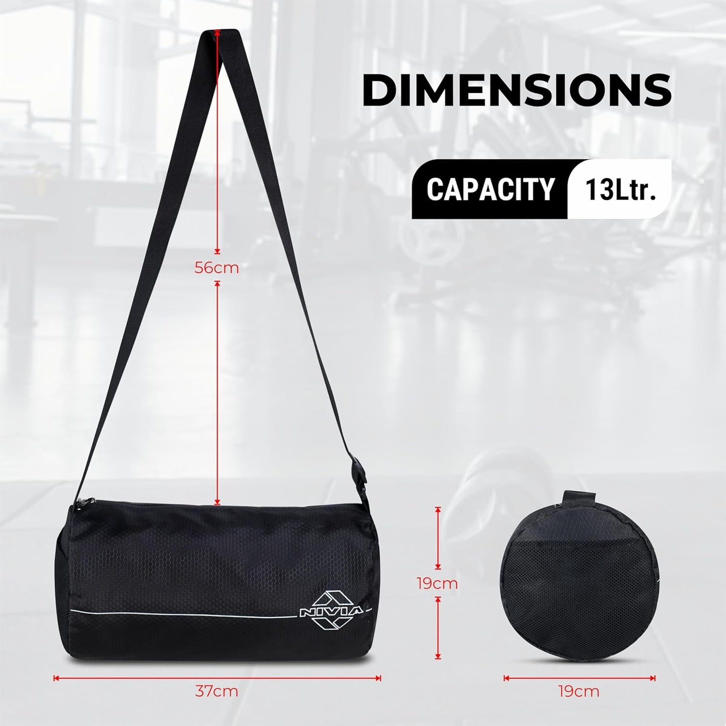 Nivia Basic Duffle Bag | Polyester (Black, 12 Litre) Gym Bags | Adjustable Shoulder Bag | Fitness Bag | Carry Bags | Sports & Travel Bag | Sports Kit Bag | Men & Women