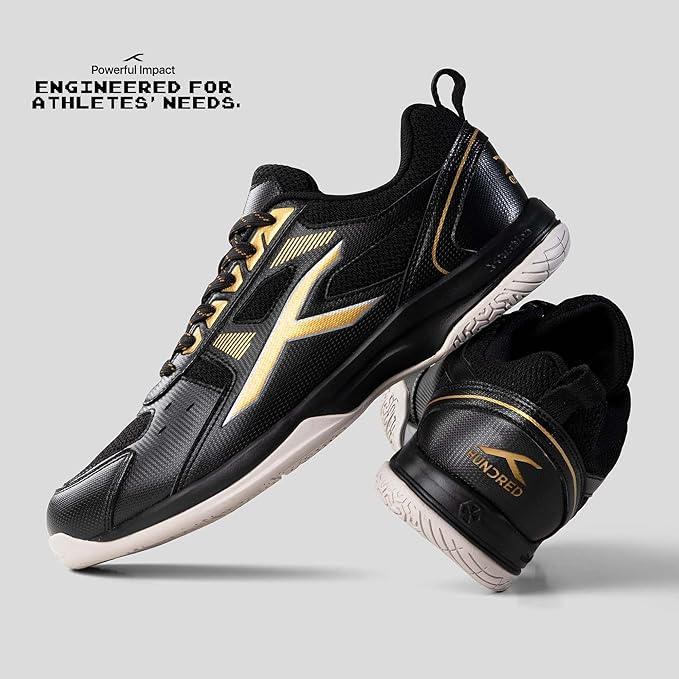 Hundred RAZE Badminton Shoe | Mens and Boys | Non-Marking Shoe | Court Shoe | For Badminton, Squash, Tennis Players | X-Cushion, Active Grip Sole, Toe Assist