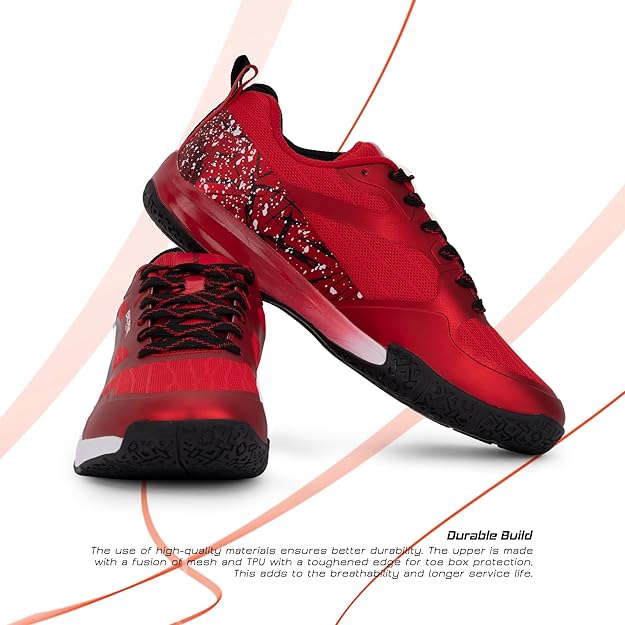 HUNDRED Beast Max Non-Marking Professional Badminton Shoes for Men | Material: Polyester/TPU | Suitable for Indoor Tennis/Squash/Table Tennis/Basketball & Padel
