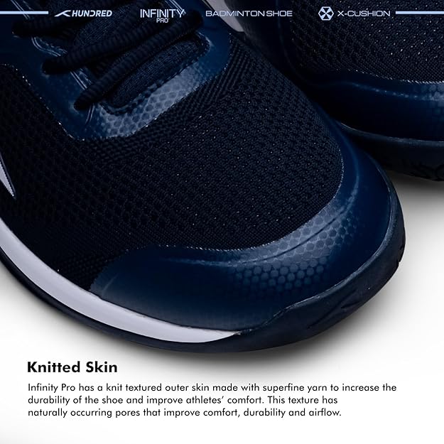 HUNDRED Infinity Pro Non-Marking Professional Badminton Shoe for Men | Material: Polyester/Mesh | Suitable for Indoor Tennis/Squash/Table Tennis/Basketball & Padel