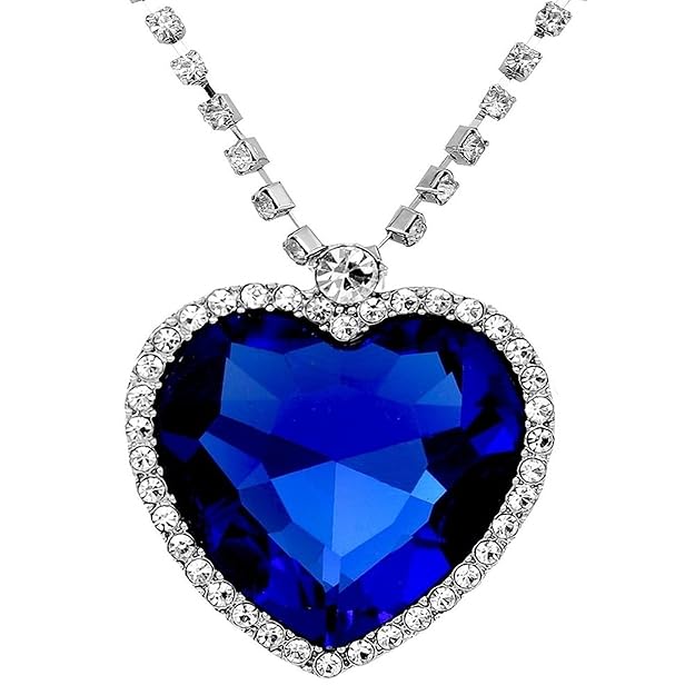 YouBella Stylish Party Wear Jewellery Silver Plated Pendant for Women (Blue)(YBPD_71096A)