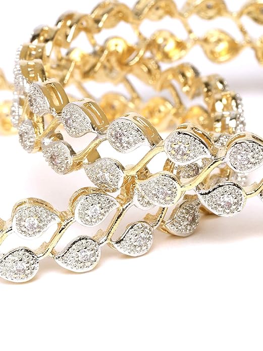 YouBella Stylish Traditional Jewellery Gold Plated and American Diamond Bangle Set for Women