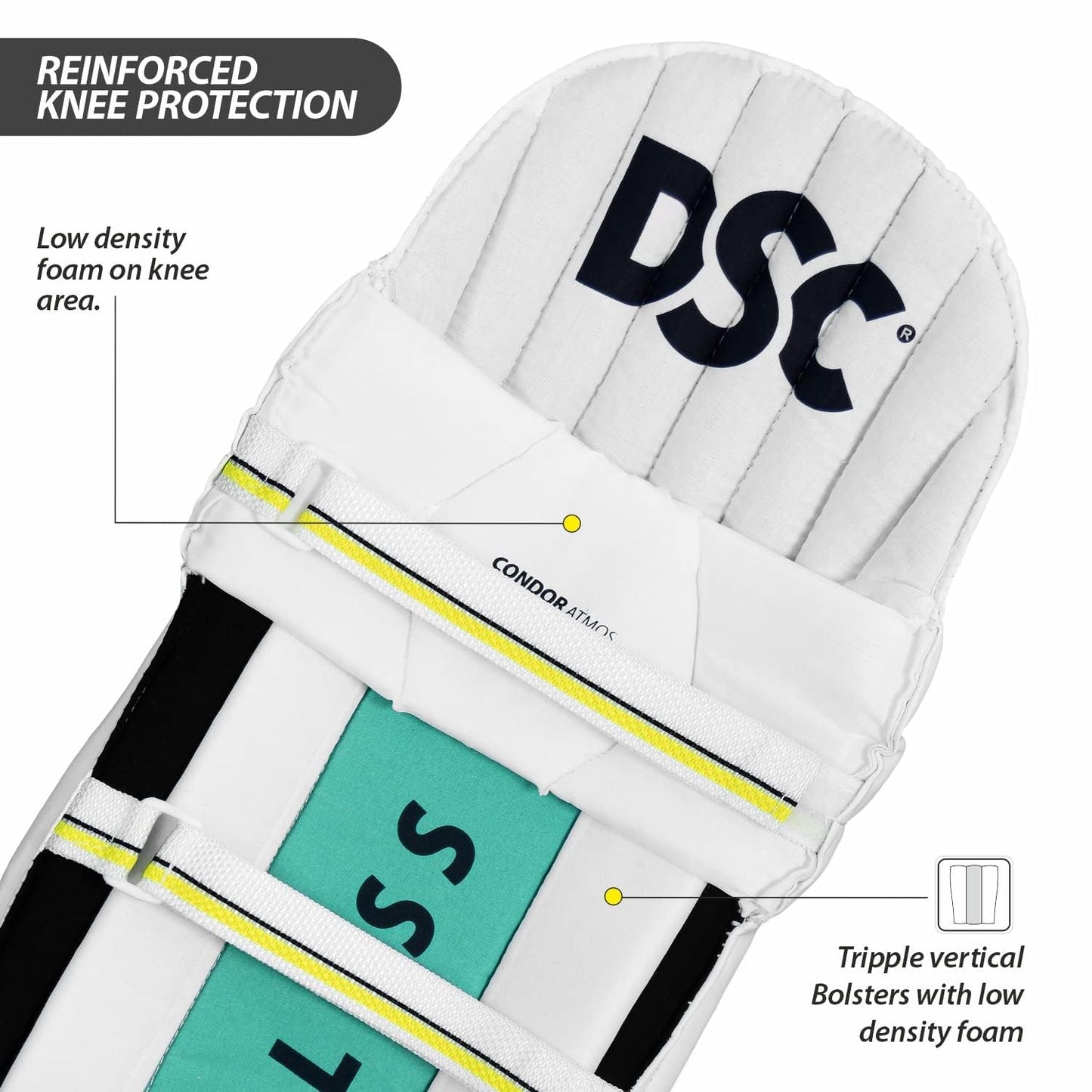 DSC Leather Condor Atmos Cricket Batting Legguard Mens Right, White