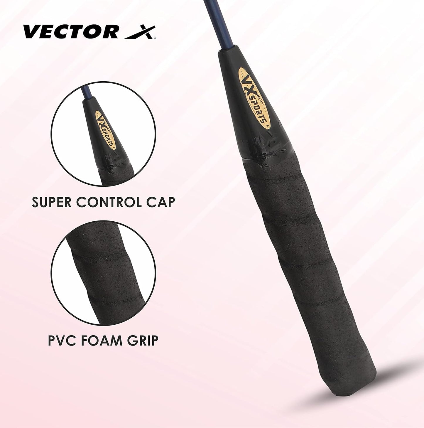 Vector X VXB-10 Aluminum Badminton Racket Pack of 3 Pieces Nylon Shuttles with Full-Cover Set (Maroon)
