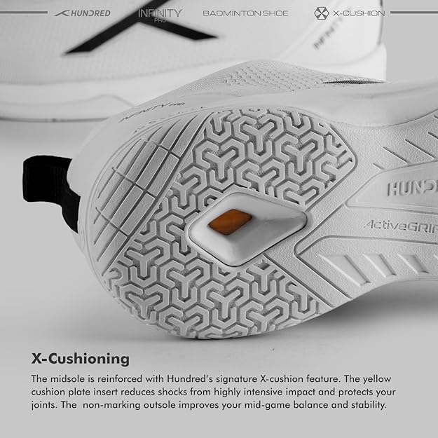 HUNDRED Infinity Pro Non-Marking Professional Badminton Shoe for Men | Material: Polyester/Mesh | Suitable for Indoor Tennis/Squash/Table Tennis/Basketball & Padel