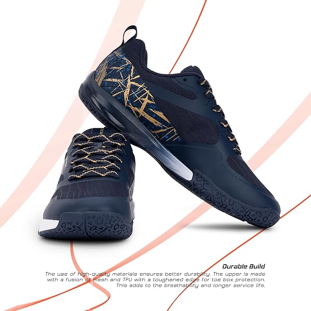 HUNDRED Beast Max Non-Marking Professional Badminton Shoes for Men | Material: Polyester/TPU | Suitable for Indoor Tennis/Squash/Table Tennis/Basketball & Padel