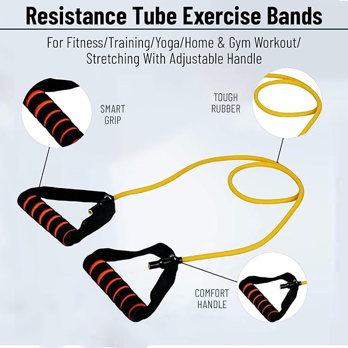 ab. Resistance Tube Exercise Bands for Stretching, Workout, and Toning for Men, and Women, Rubber Band, Toning Tube Resistance Band, Exercise Band