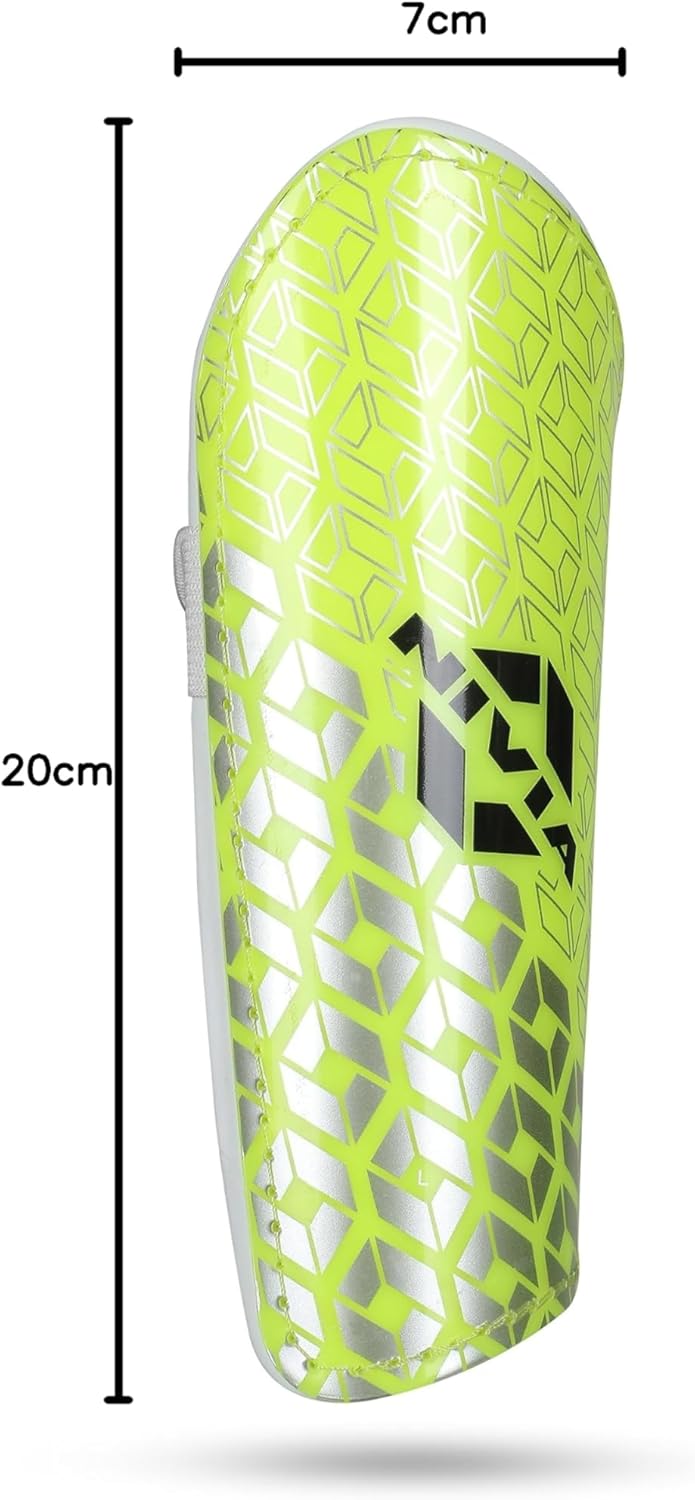 Nivia Wisdom - 2018 Plastic Shin Guard for Youth (Green, Small) | for Football Games Matches, Training | Light Weight & Breathable