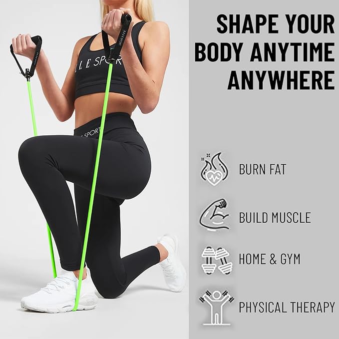 Ab. Light Resistance Level Toning Tube of 10LB with Foam Handles | Material : Natural Rubber | For Exercise & Stretching | Home & Gym Resistance Band for Men & Women