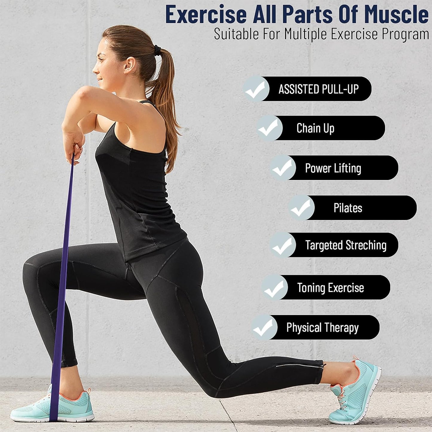 anythingbasic ab. Latex Resistance Band Exercise Band, Perfect for Mobility, Body Stretching, Powerlifting, Home Workout, Fitness Training Loop Bands for Men & Women