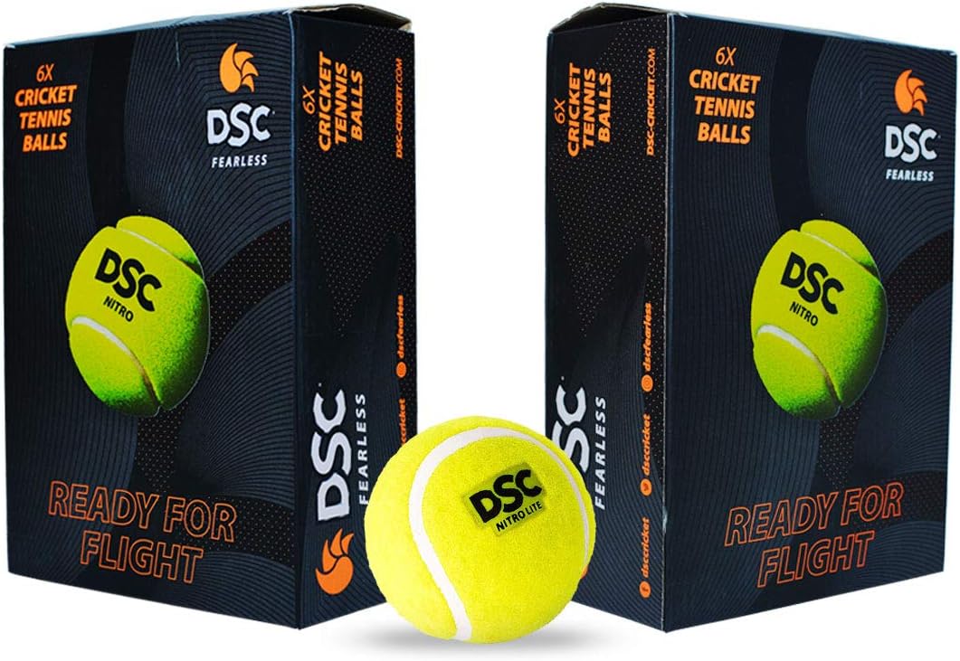 DSC Nitro Light Tennis Ball | Material: Rubber | Greater Durability | Stitching Rubber Moulded | Ideal for Indoor Play and Beginners