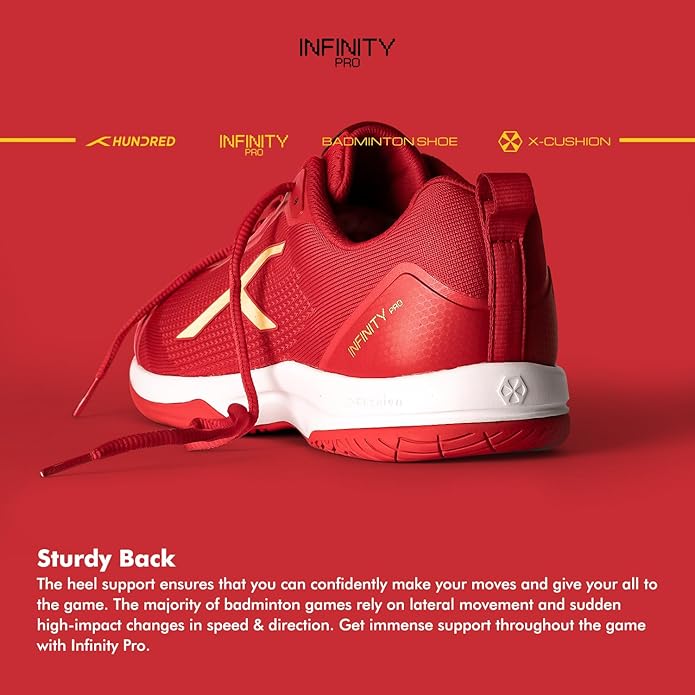 HUNDRED Infinity Pro Non-Marking Professional Badminton Shoe for Men | Material: Polyester/Mesh | Suitable for Indoor Tennis/Squash/Table Tennis/Basketball & Padel