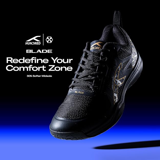 HUNDRED Blade Non-Marking Professional Badminton Shoes for Men | Material: TPU/Rubber | Suitable for Indoor Tennis/Squash/Table Tennis/Basketball & Padel
