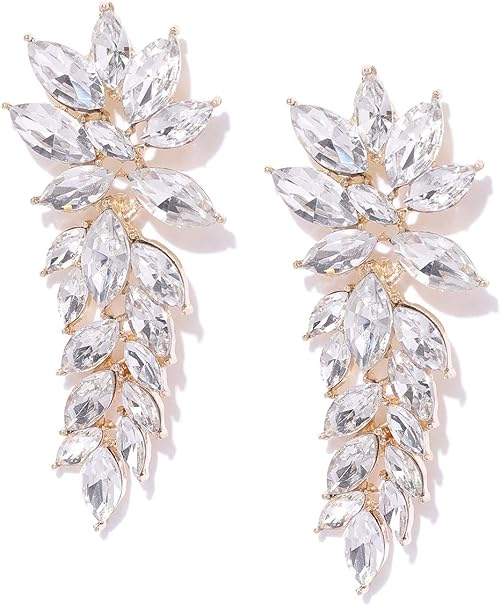 YouBella Gold Plated Stylish Crystal White Earrings for Girls and Womens
