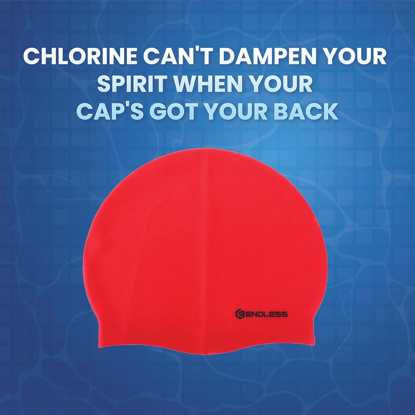 Endless EL1019 Classic Comfortable Plain Silicon Swimming Cap | Red | Material : Silicon | Fully Elastic Waterproof Swimming Cap for Long and Short Hair with Thicker Edge | For Adults, Women and Men