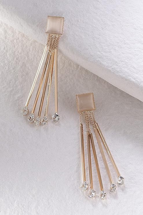 Youbella Jewellery Crystal Gold Plated Dangler White Earrings for Girl's and Women's