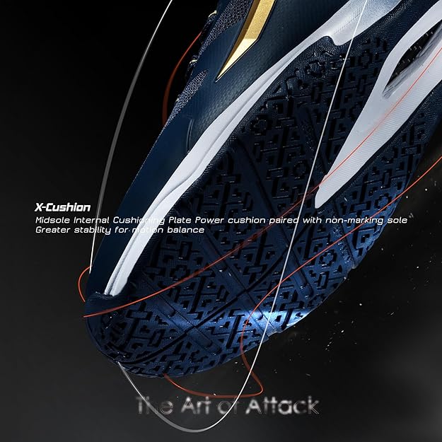 HUNDRED Beast Max Non-Marking Professional Badminton Shoes for Men | Material: Polyester/TPU | Suitable for Indoor Tennis/Squash/Table Tennis/Basketball & Padel
