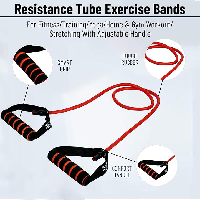 ab. Resistance Tube Exercise Bands for Stretching, Workout, and Toning for Men, and Women, Rubber Band, Toning Tube Resistance Band, Exercise Band