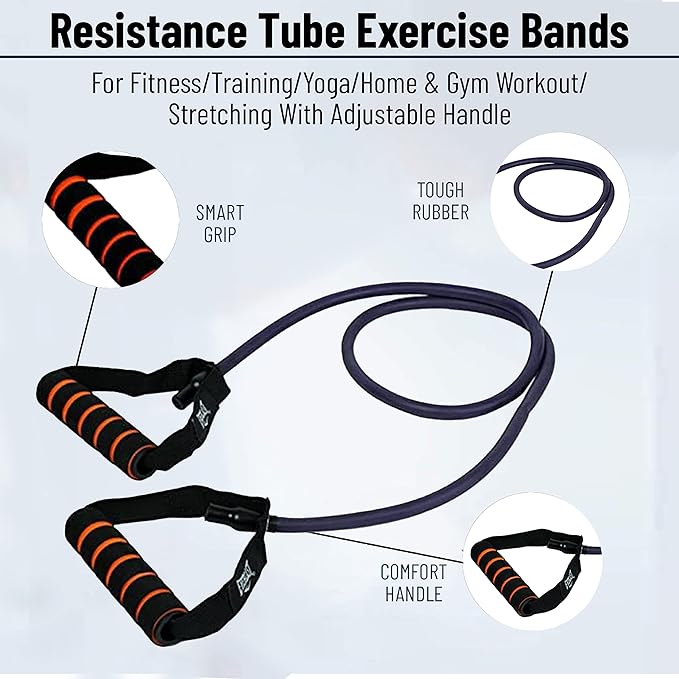 ab. Resistance Tube Exercise Bands for Stretching, Workout, and Toning for Men, and Women, Rubber Band, Toning Tube Resistance Band, Exercise Band