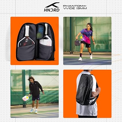 Hundred Phantom 80 Pickleball Paddle | WIDE | USA Approve | Japan Raw Carbon Fiber | 16mm/ 13mm | Black/Orange | Control & Spin Optimized | Lightweight Paddle with Comfort Grip