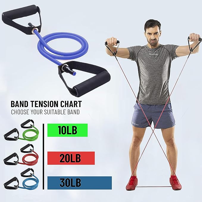 Ab. Light Resistance Level Toning Tube of 10LB with Foam Handles | Material : Natural Rubber | For Exercise & Stretching | Home & Gym Resistance Band for Men & Women