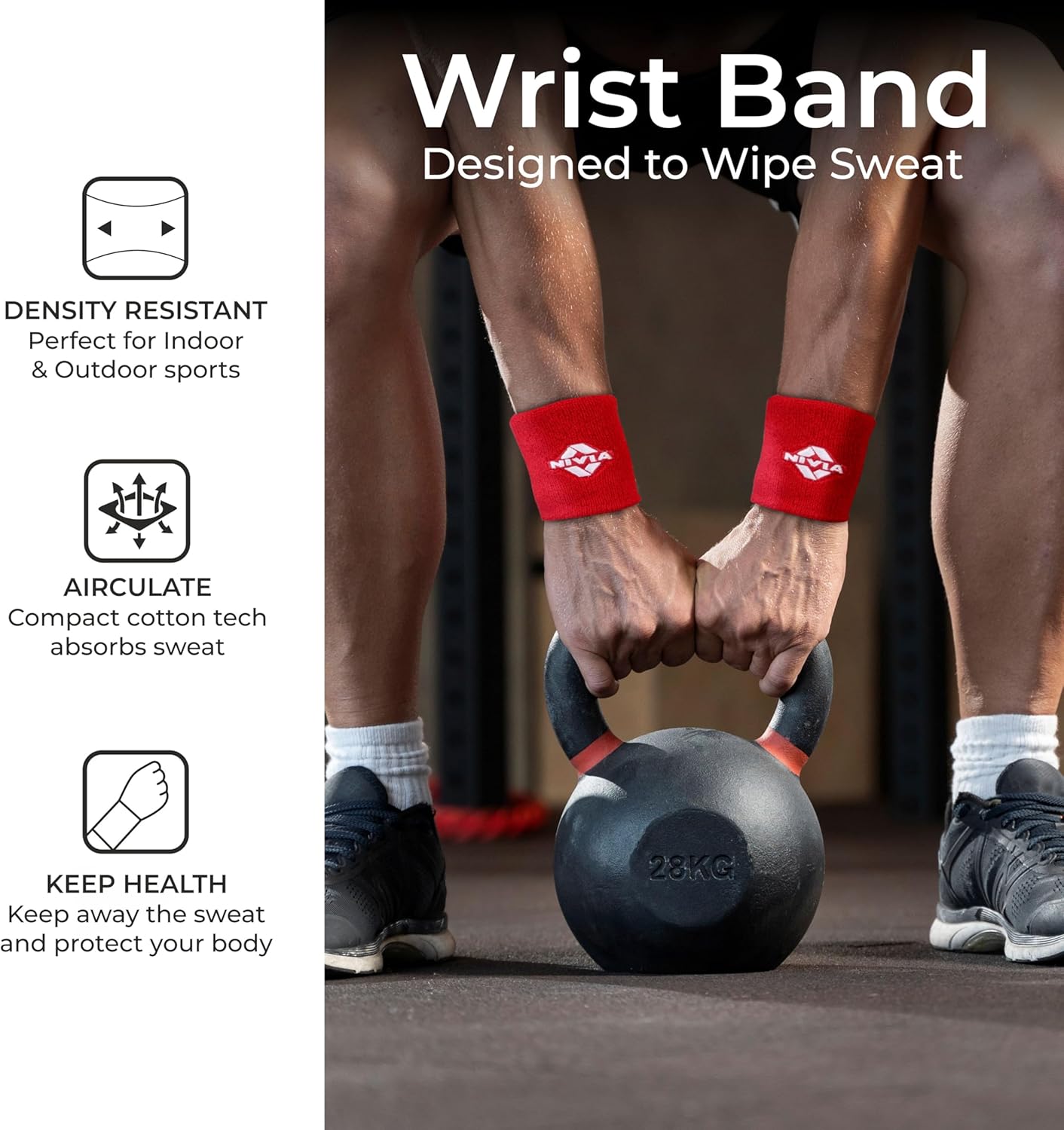 NIVIA WRIST BAND WB01 RED - SMALL