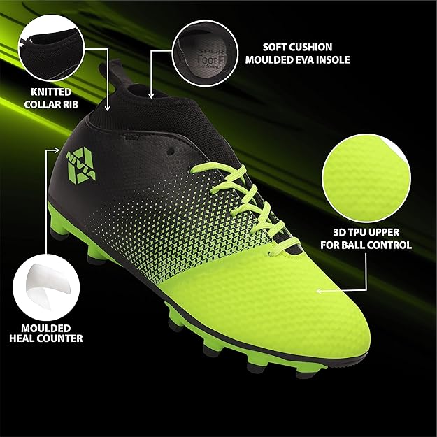 Nivia Ashtang Football Shoes | Synthetic Leather | PVC sole | Lace-Fastening | Padded Footbed