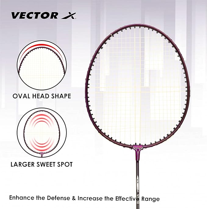 Vector X VXB-10 Aluminum Badminton Racket Pack of 3 Pieces Nylon Shuttles with Full-Cover Set (Maroon)