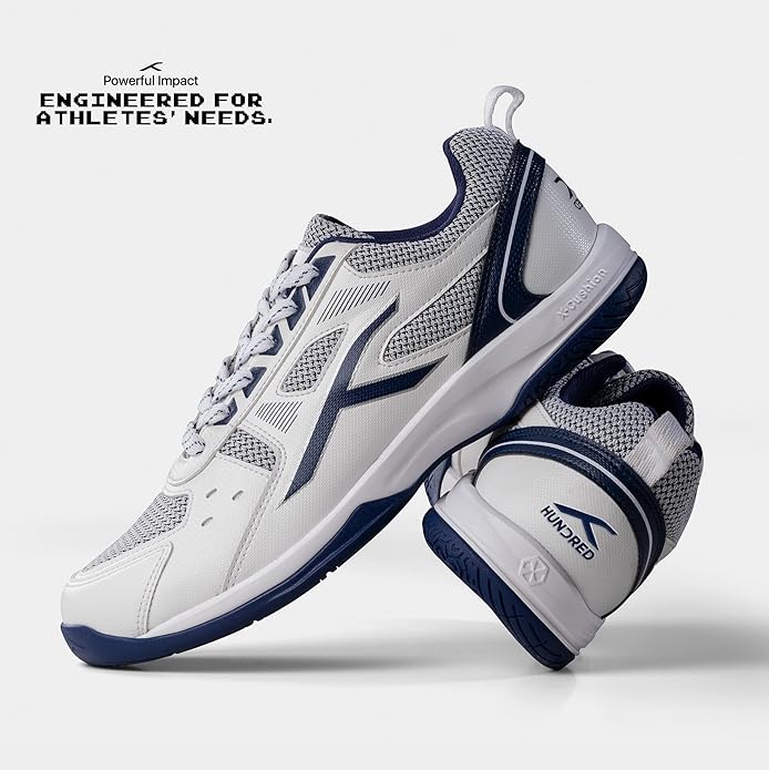 HUNDRED Raze Non-Marking Professional Badminton Shoes for Men | Suitable for Indoor Tennis/Squash/Table Tennis/Basketball & Padel