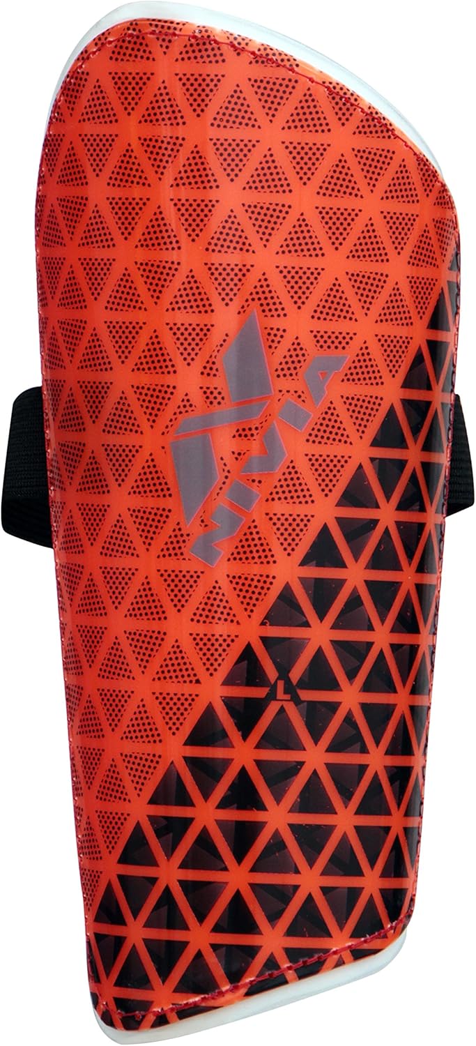 Nivia Wisdom - 2018 Plastic Polypropylene Shin Guard for Youth and Adults (Orange, Medium) | for Football Games Matches, Training | Light Weight & Breathable