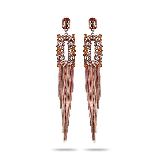 YouBella Jewellery Earings for women Crystal Tassel Handmade Earrings for Girls and Women, One Size, Crystal, No GemstoneYBEAR_32805