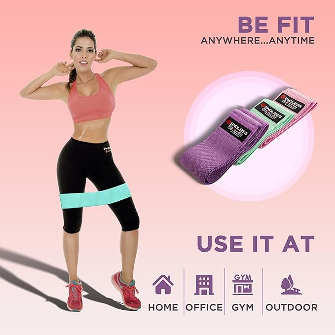 Color-coded resistance loop bands for beginners to advanced strength levels