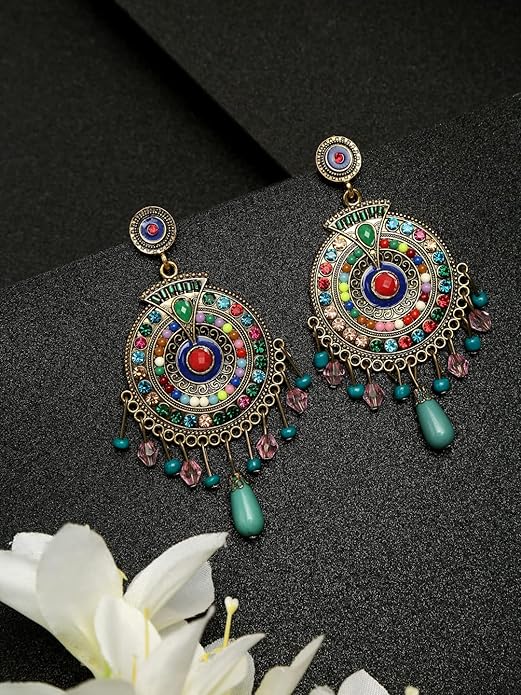 YouBella Bohemian Earrings | Multicolor | Material: Brass | Artificial Jewellery | For Women & Girls | Perfect For All Occassions | For Gifting & Wedding