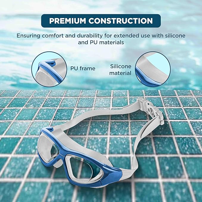Fog-resistant swimming goggles with padded nose bridge