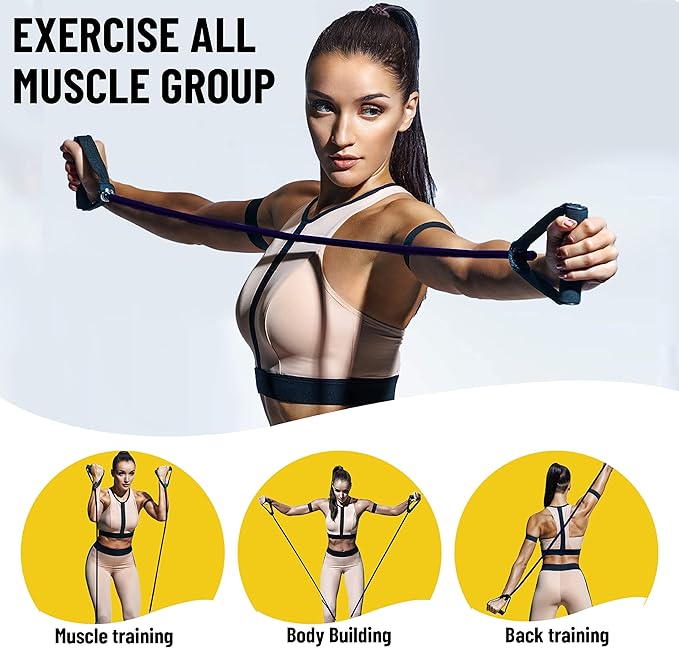 ab. Resistance Tube Exercise Bands for Stretching, Workout, and Toning for Men, and Women, Rubber Band, Toning Tube Resistance Band, Exercise Band