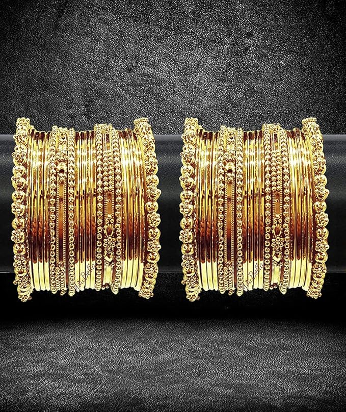 YouBella Jewellery Gold Plated Brass Bracelet Bangle Set for Women (Set of 2), Small, Metal, No Gemstone