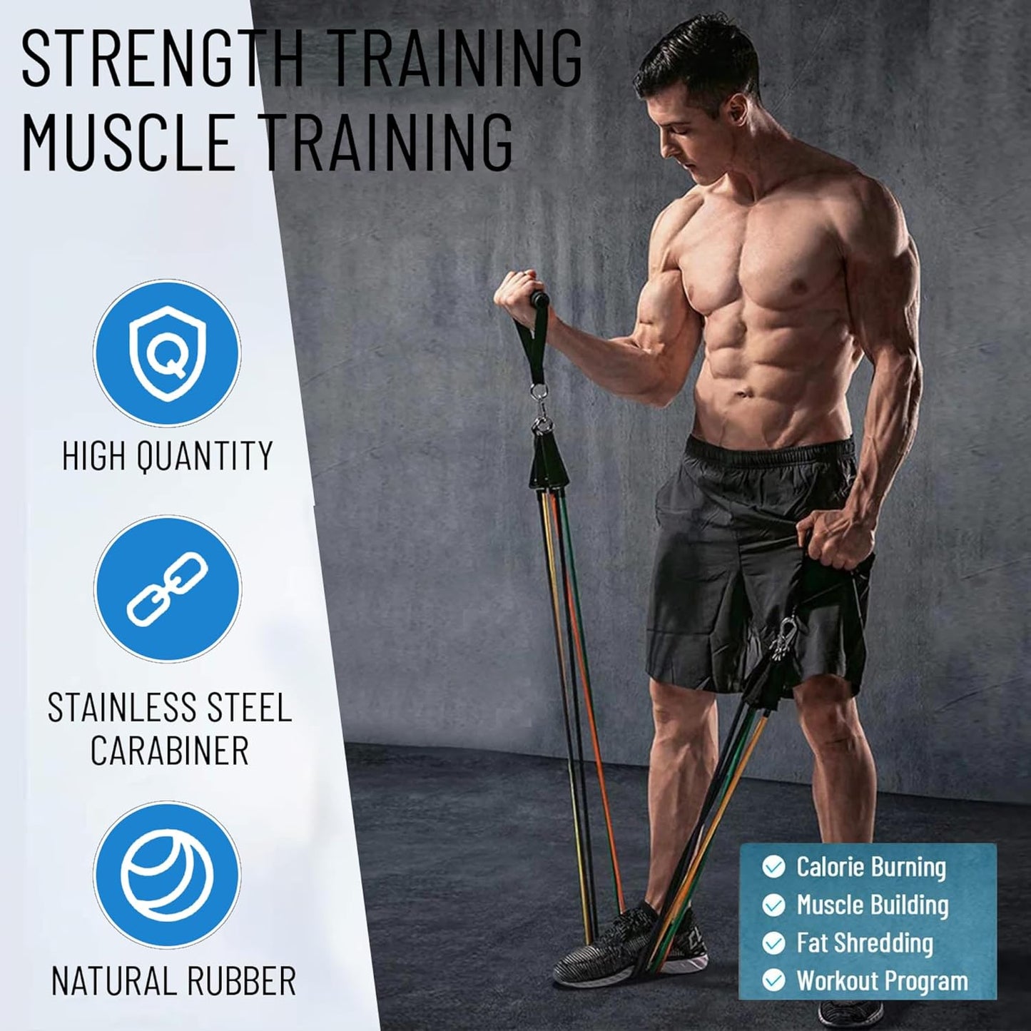 anythingbasic ab. Expander Tube Set Resistance Bands Set with Handles, Door Anchor, Ankle Straps Long Latex Tubes Premium Heavy Duty Expander Cords Men Women