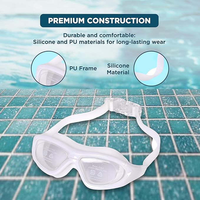 Soft silicone swimming goggles with ergonomic strap system