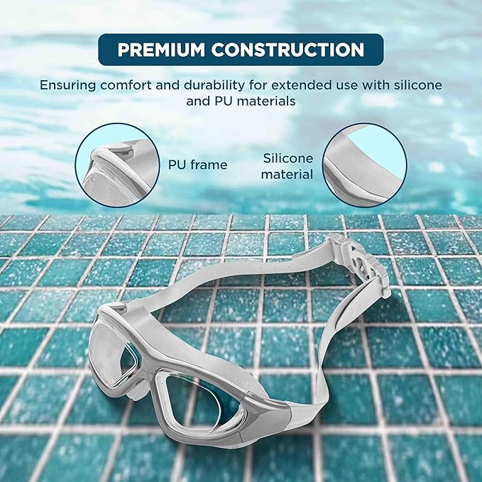 Waterproof swimming goggles with flexible frame for comfort