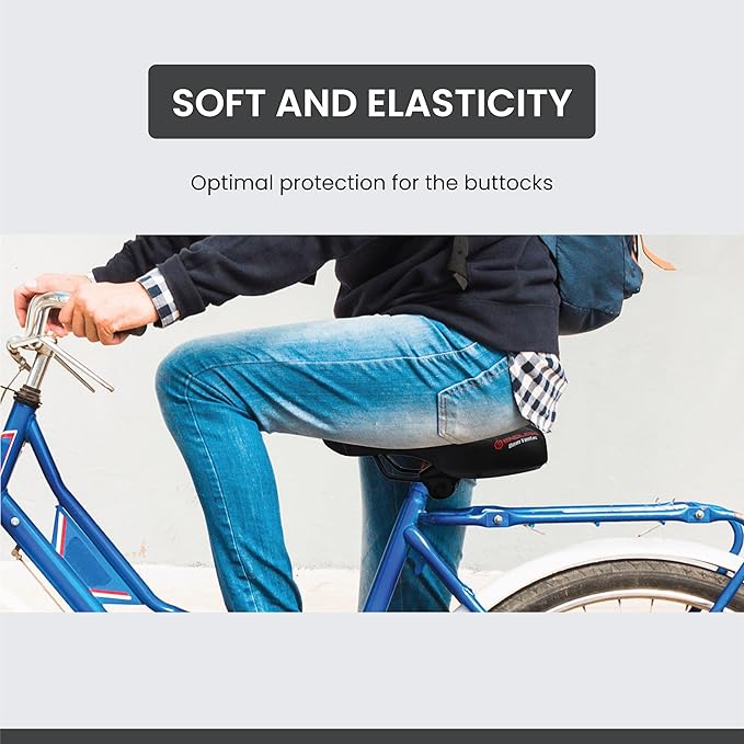 Endless Cycle Seat with Red Reflective Safety Strip | Black | Material : PU | Universal Memory Foam Seat with Breathable, Shock Absorbing and Waterproof Bike Saddle for All Type of Bikes