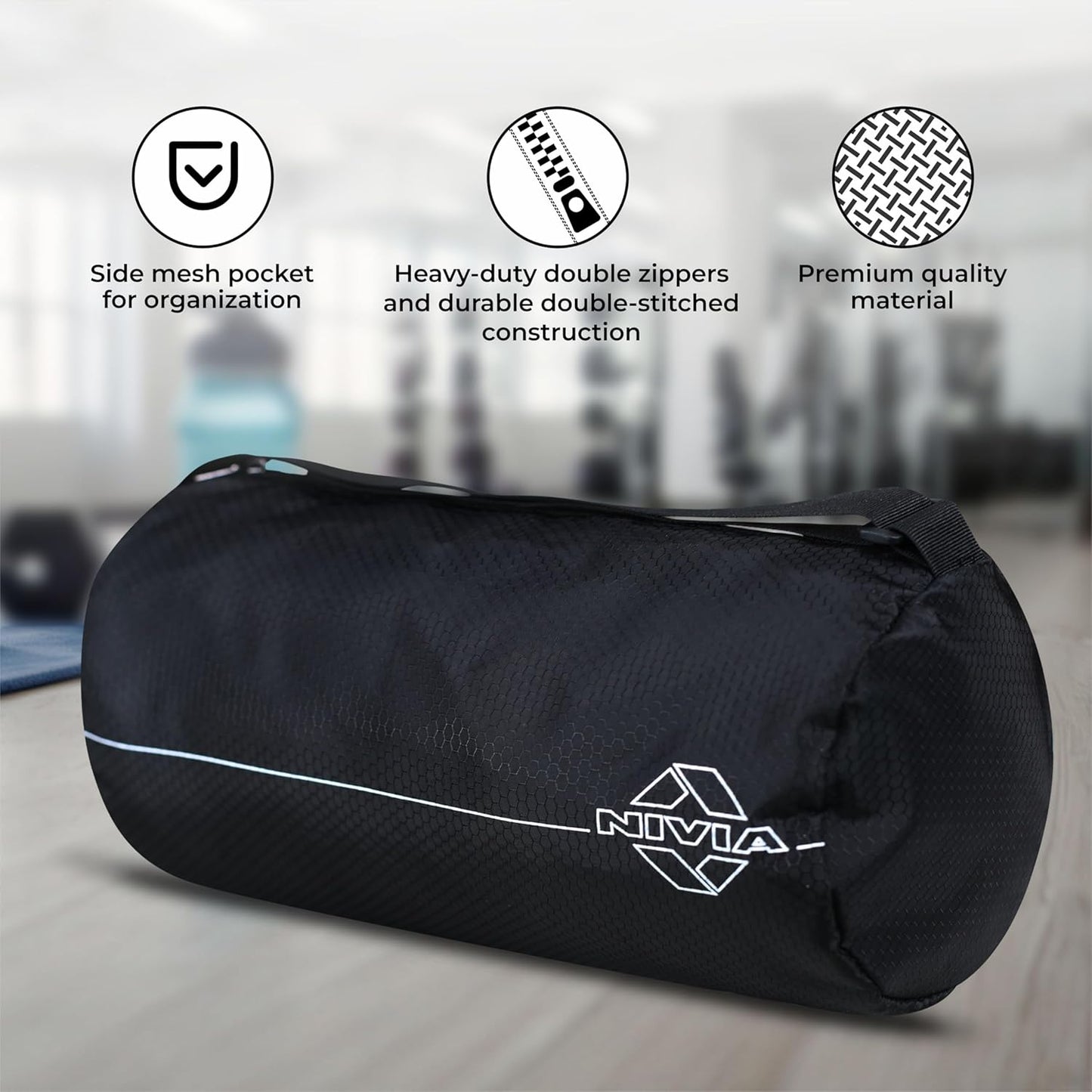 Nivia Basic Duffle Bag | Polyester (Black, 12 Litre) Gym Bags | Adjustable Shoulder Bag | Fitness Bag | Carry Bags | Sports & Travel Bag | Sports Kit Bag | Men & Women
