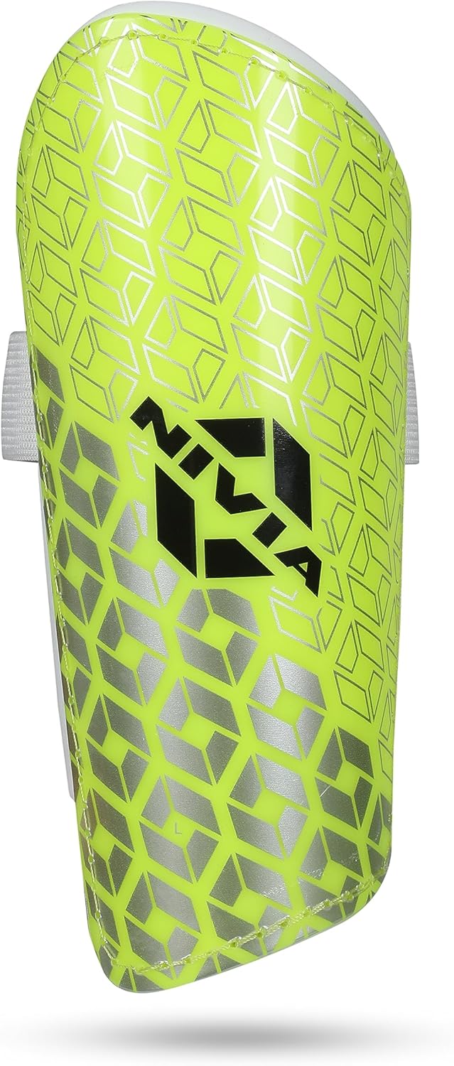 Nivia Wisdom - 2018 Plastic Shin Guard for Youth (Green, Small) | for Football Games Matches, Training | Light Weight & Breathable