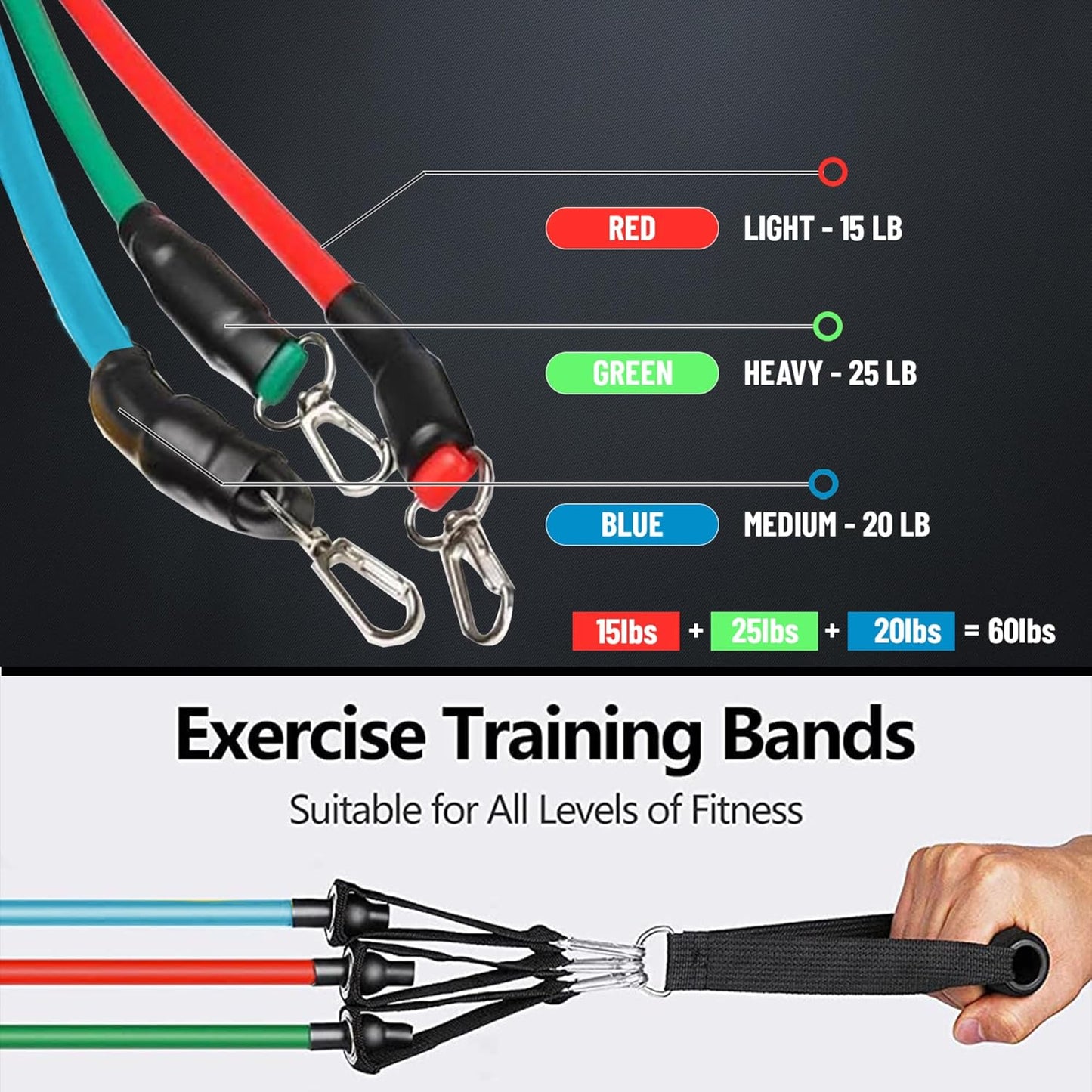 anythingbasic ab. Expander Tube Set Resistance Bands Set with Handles, Door Anchor, Ankle Straps Long Latex Tubes Premium Heavy Duty Expander Cords Men Women