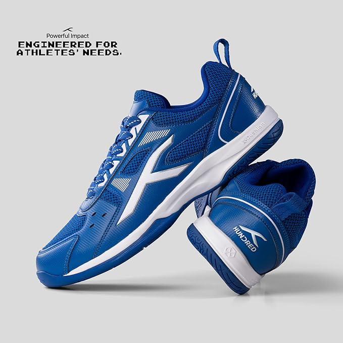 Hundred RAZE Badminton Shoe | Mens and Boys | Non-Marking Shoe | Court Shoe | For Badminton, Squash, Tennis Players | X-Cushion, Active Grip Sole, Toe Assist