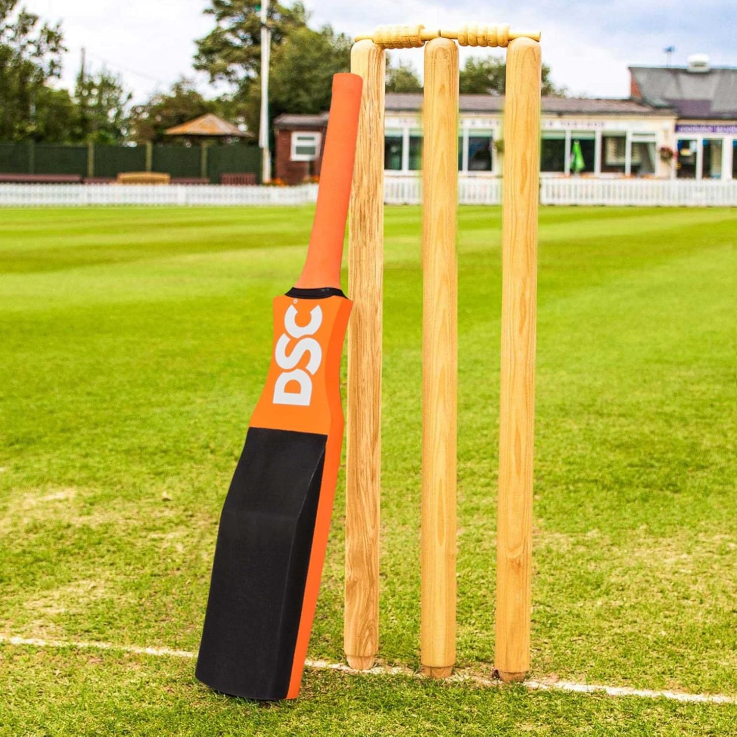 DSC Wood Catching Poplar Willow Practice Bat with Foam Base for Catching and Fielding Practice - Orange (Catch Bat - Orange)